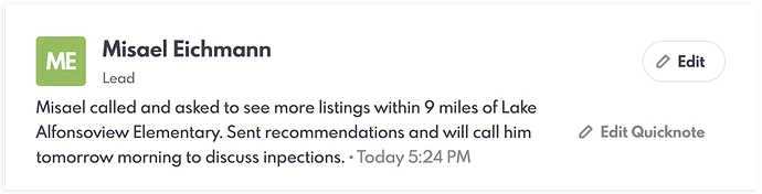 Additional Updates - Quick Note History