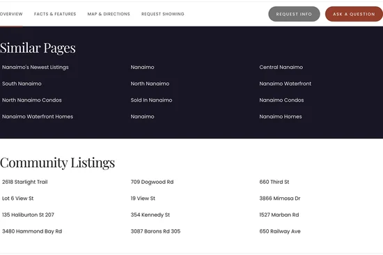 Linking related properties on listing pages.