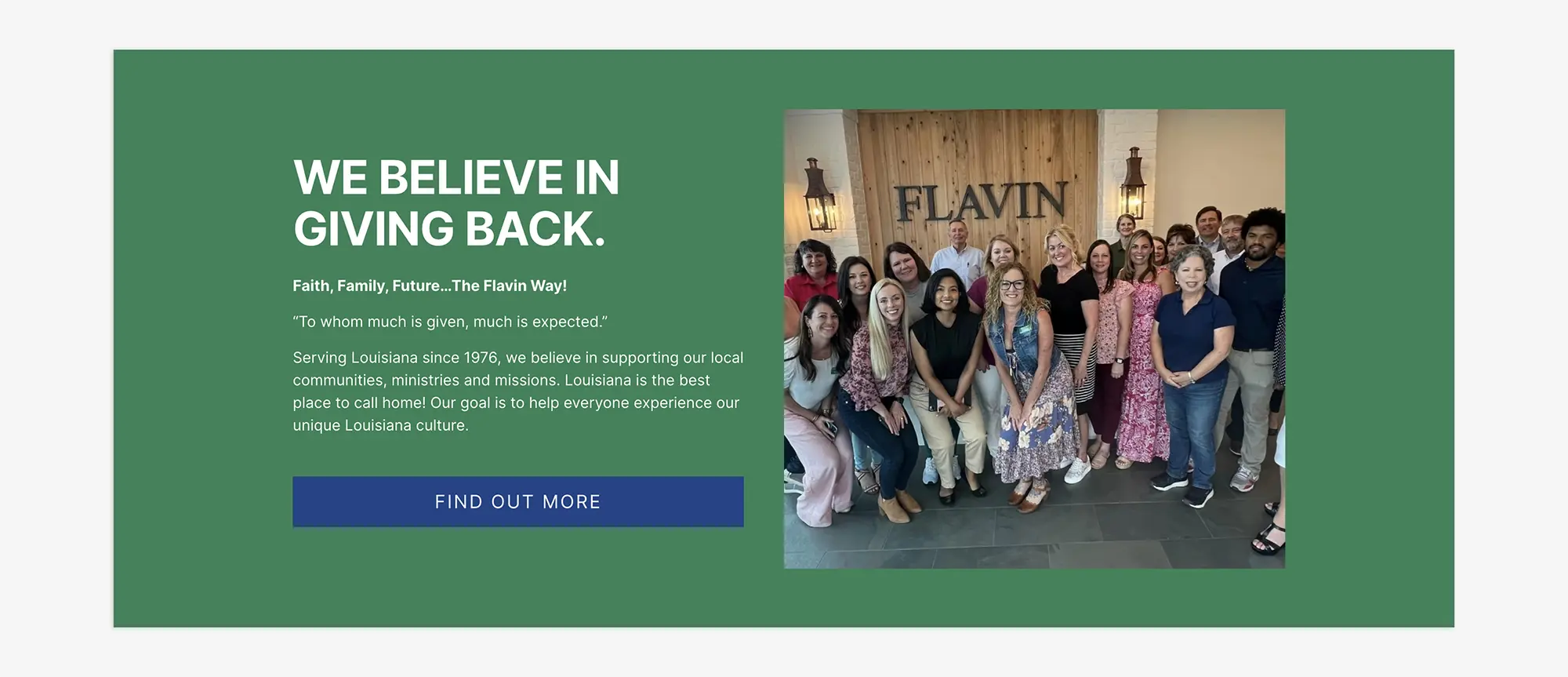 Flavin Realty's Giving Back snippet