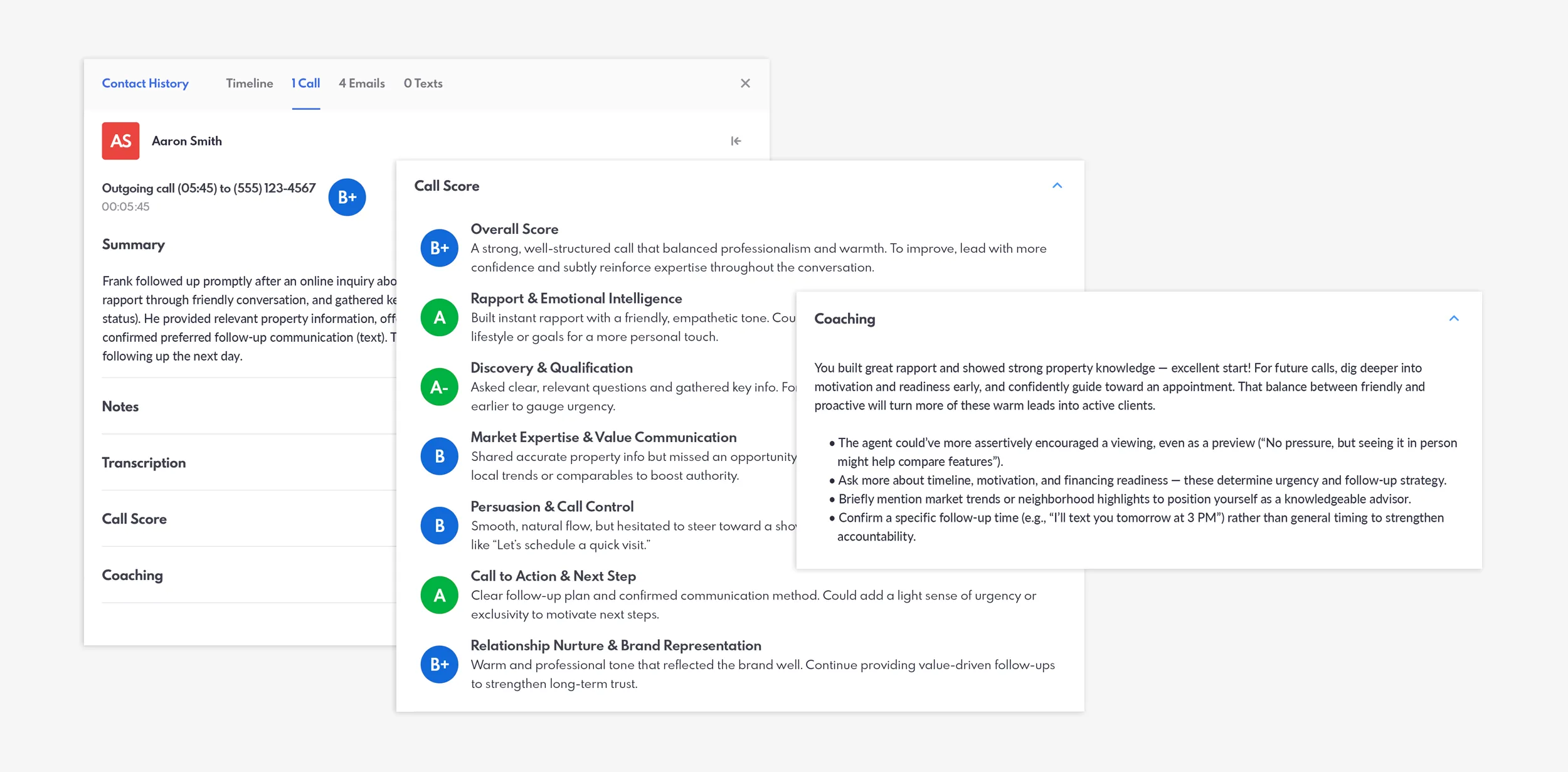 AI Call Grading and Coaching feature.