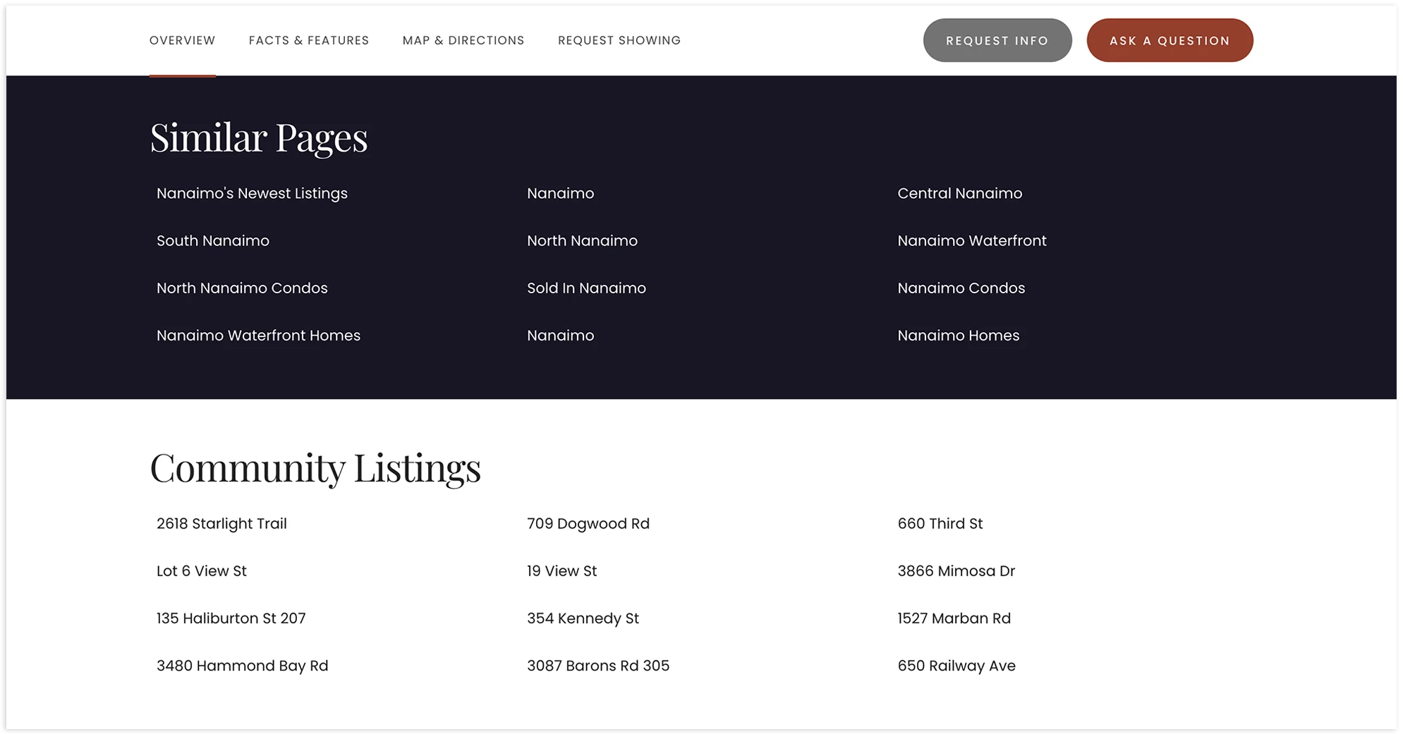 Linking related properties on listing pages.