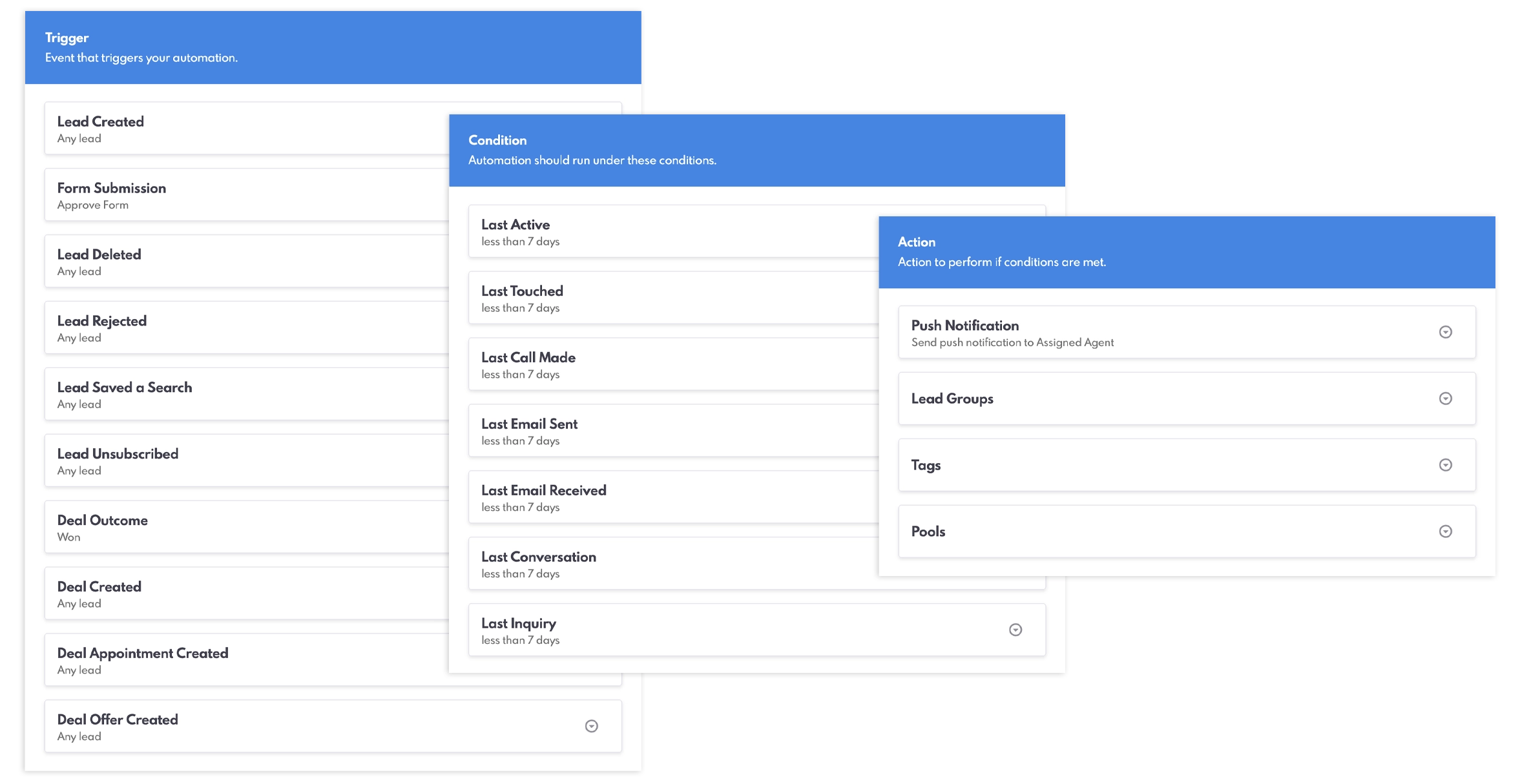 Automations Phase 2 triggers, conditions, and actions.