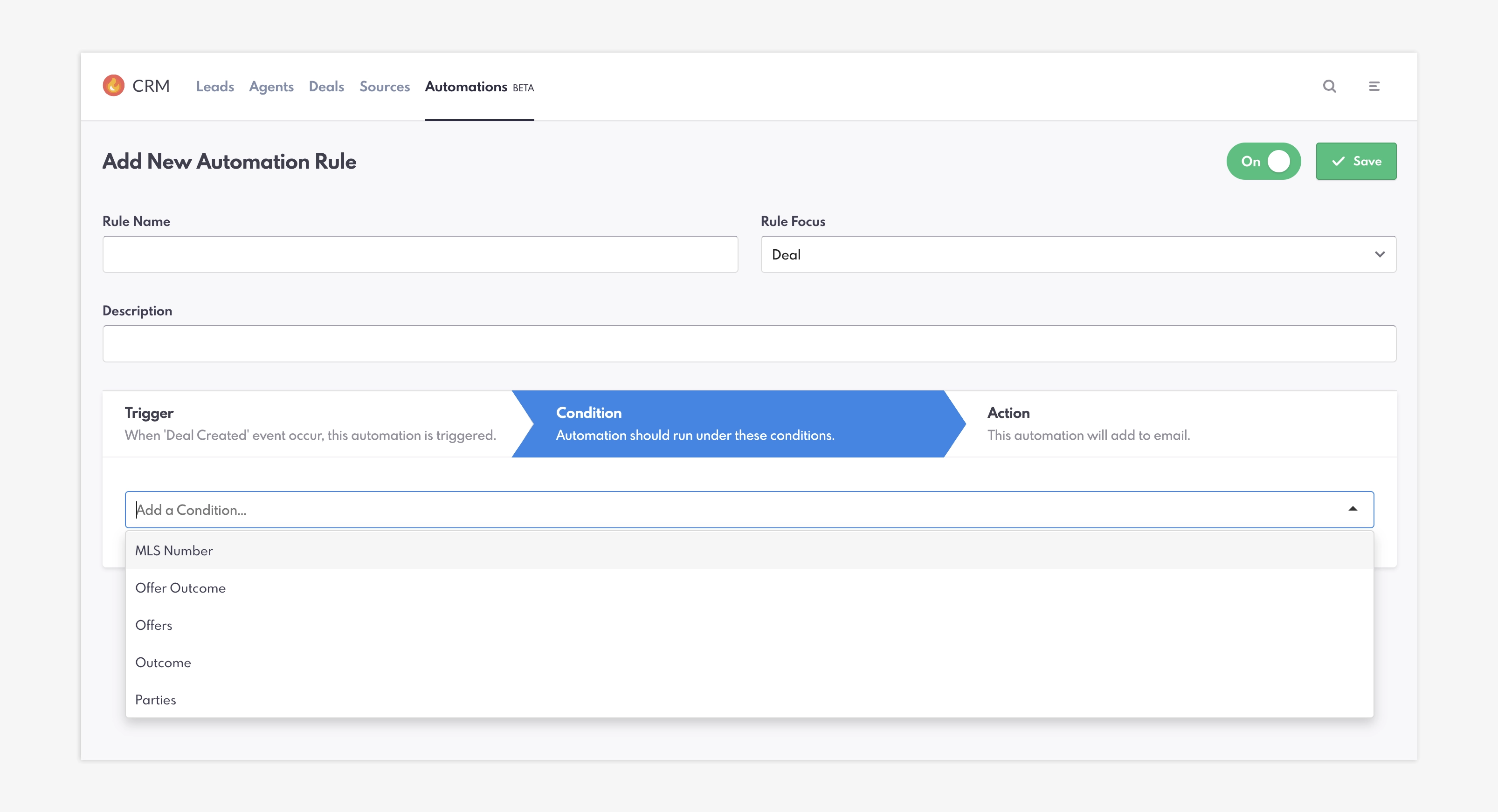 Automations Deal Rule Focus - Conditions