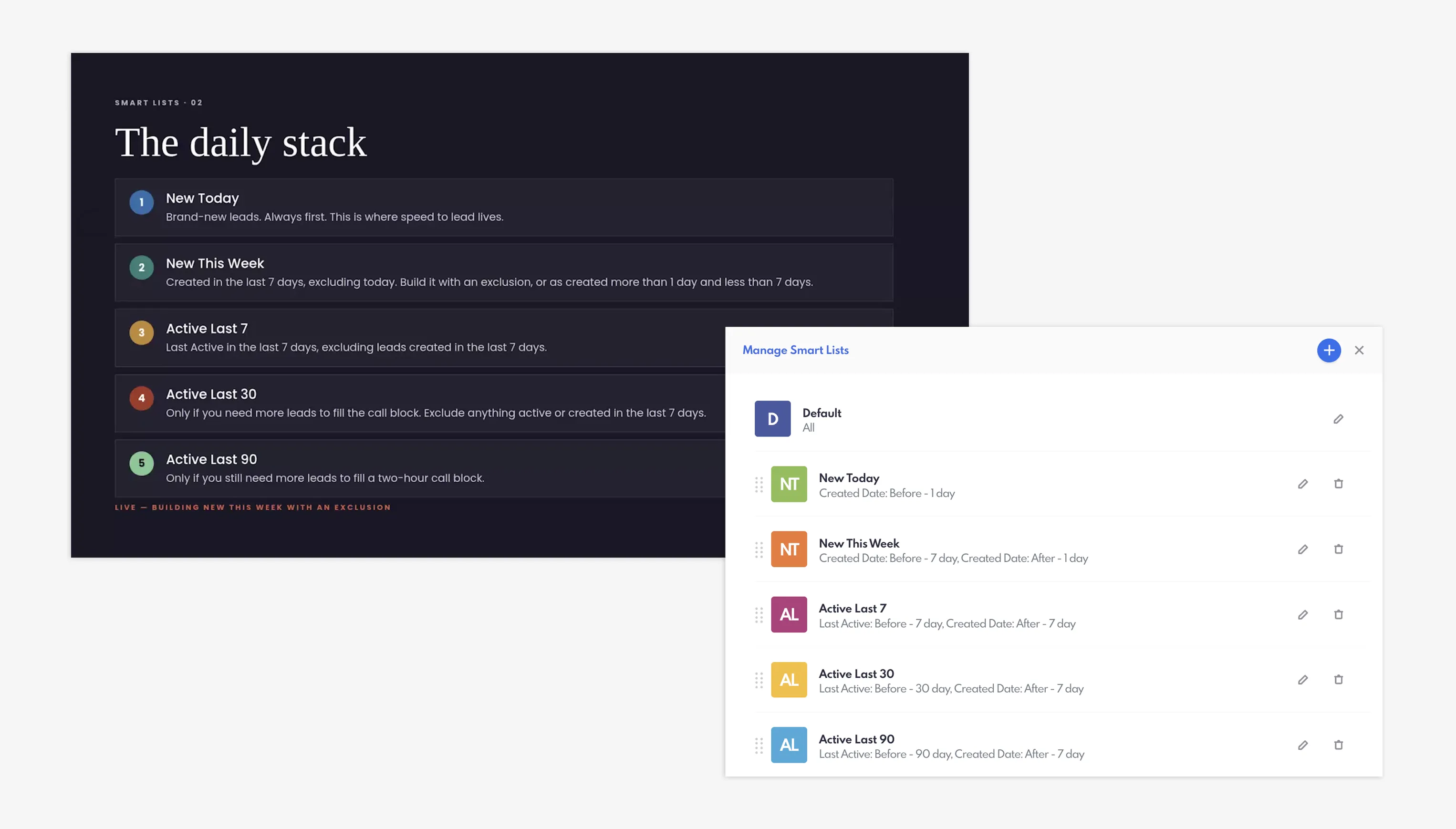 REW CRM Smart Lists - Daily Stack