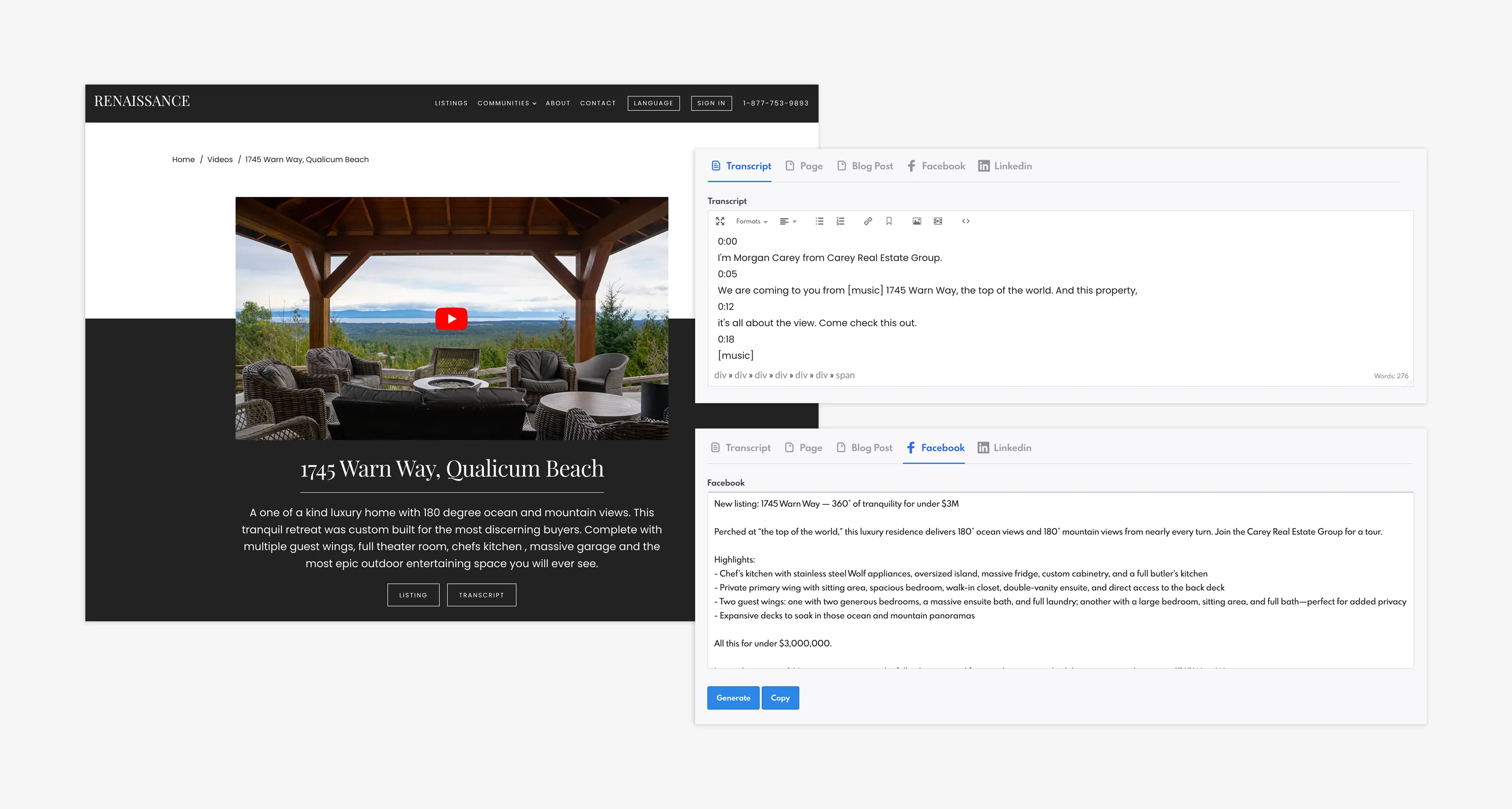 NORE - creating facebook posts using transcripts