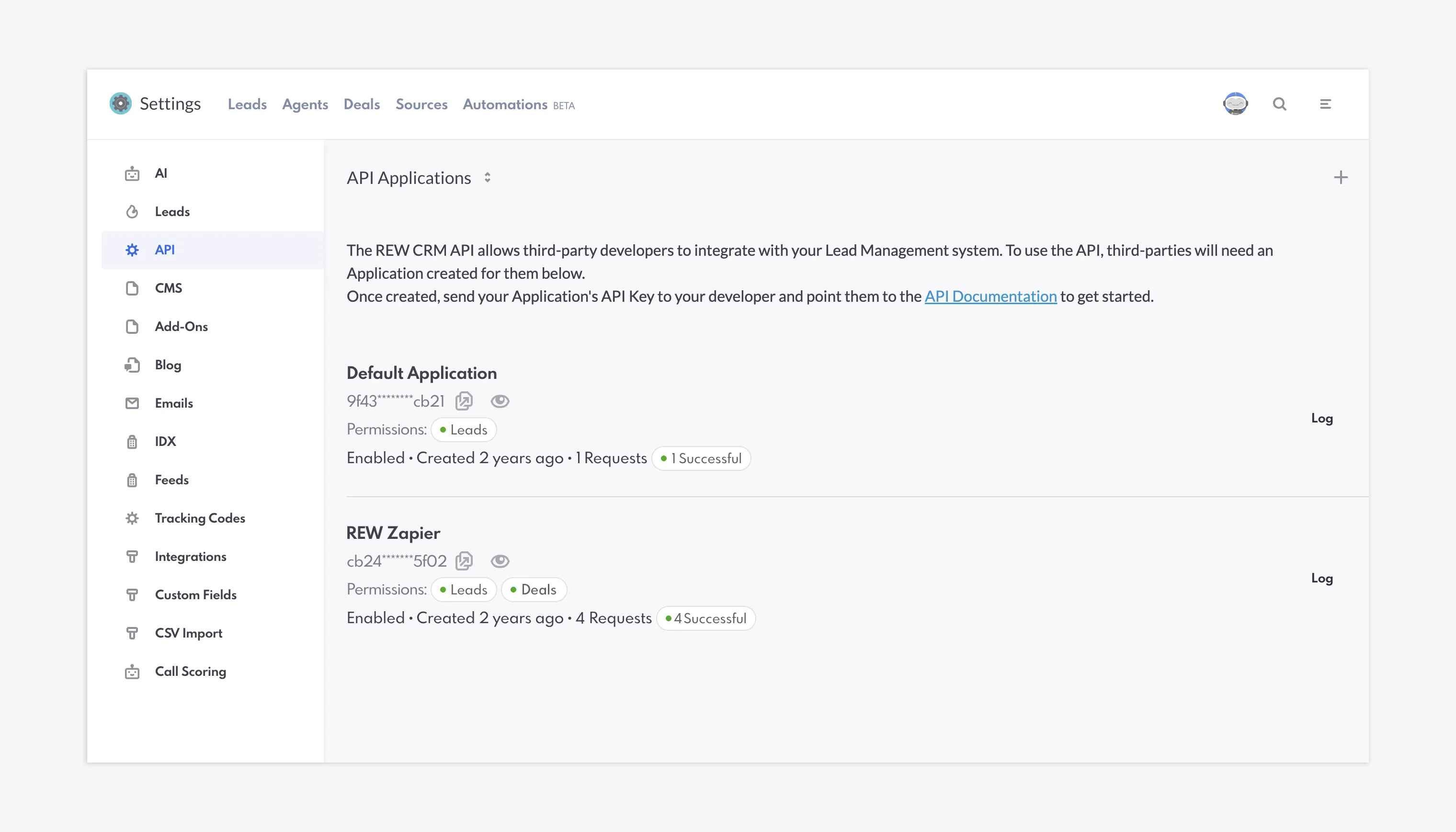 REW CRM API Application