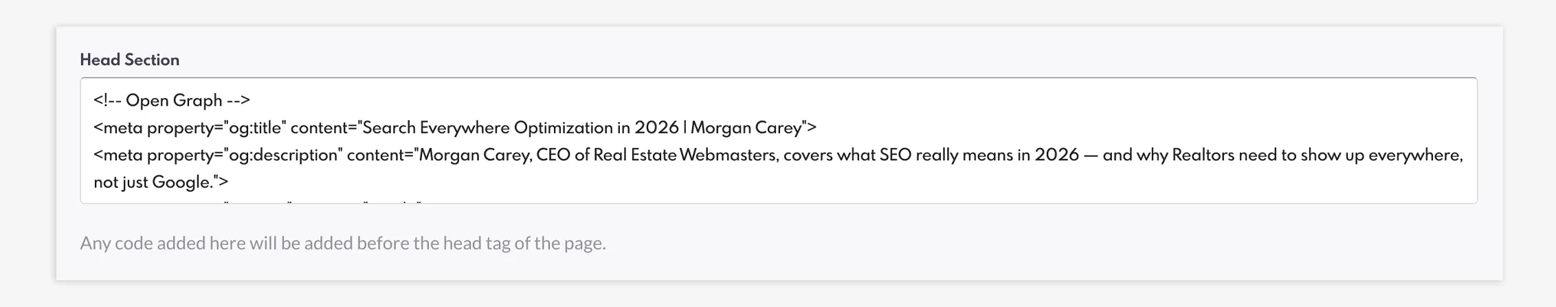 Example of schema markup for a blog post