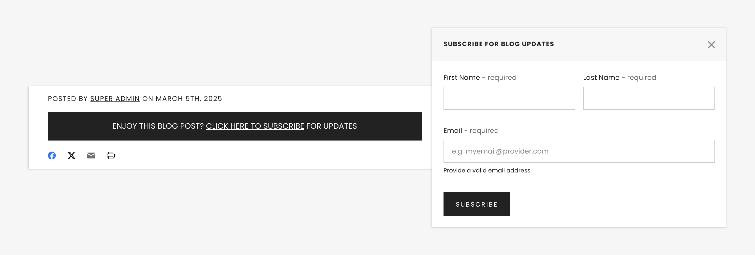 Blog Subscription Button