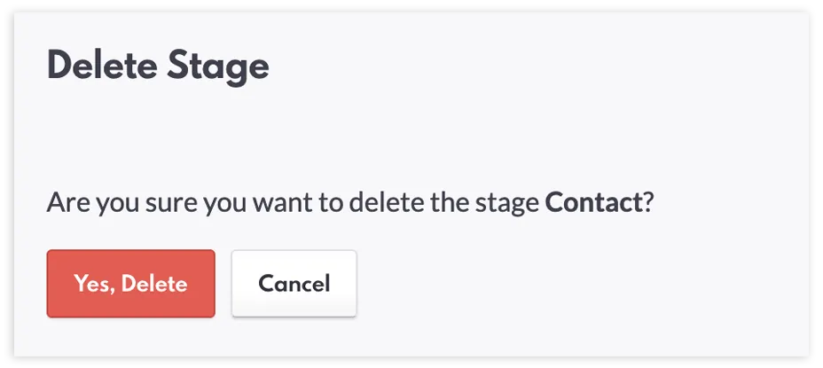 Exclua uma confirmação de estágio de lead.
