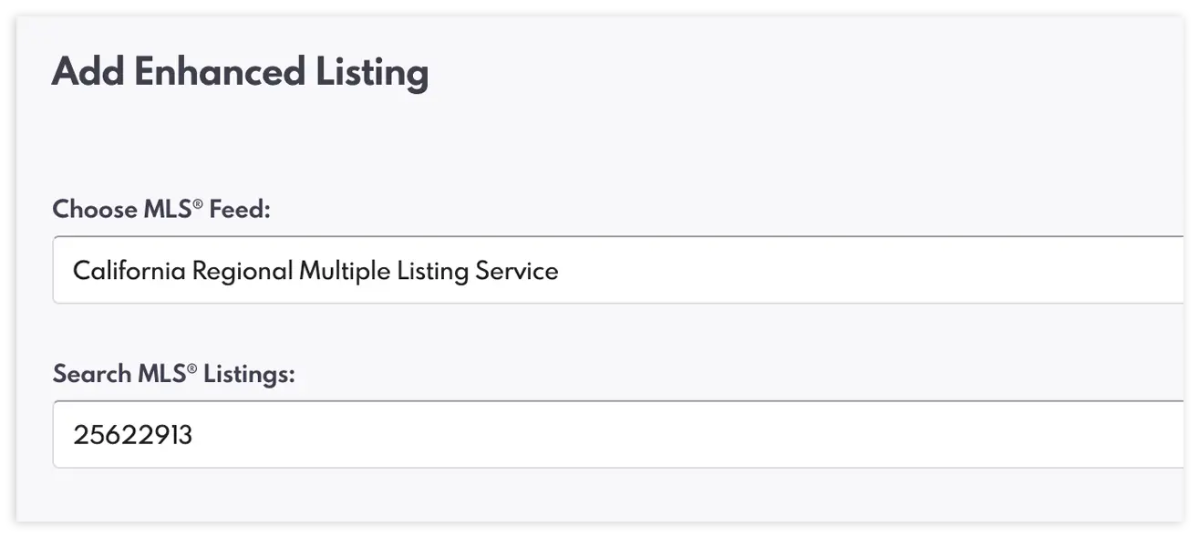 Listagens MLS e campos de feed.