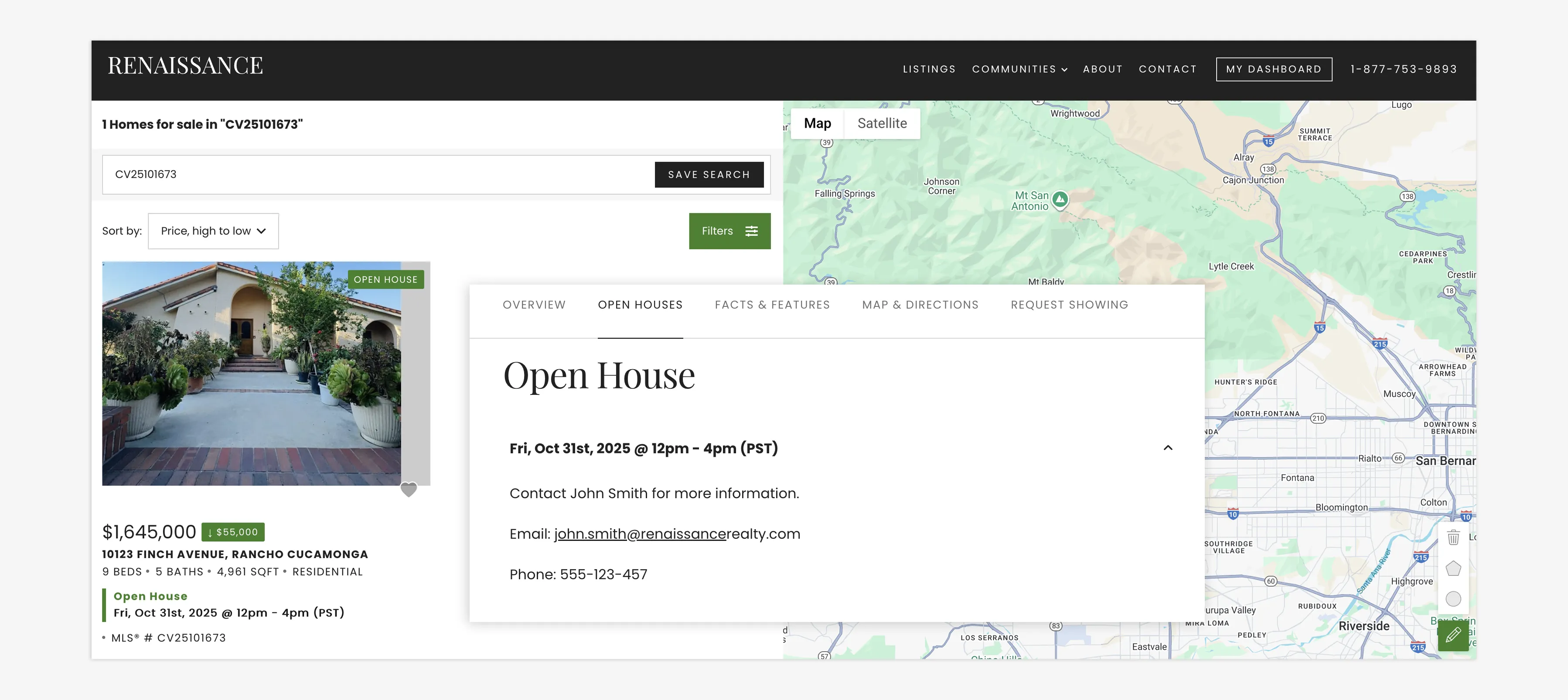 Open House details on IDX page.