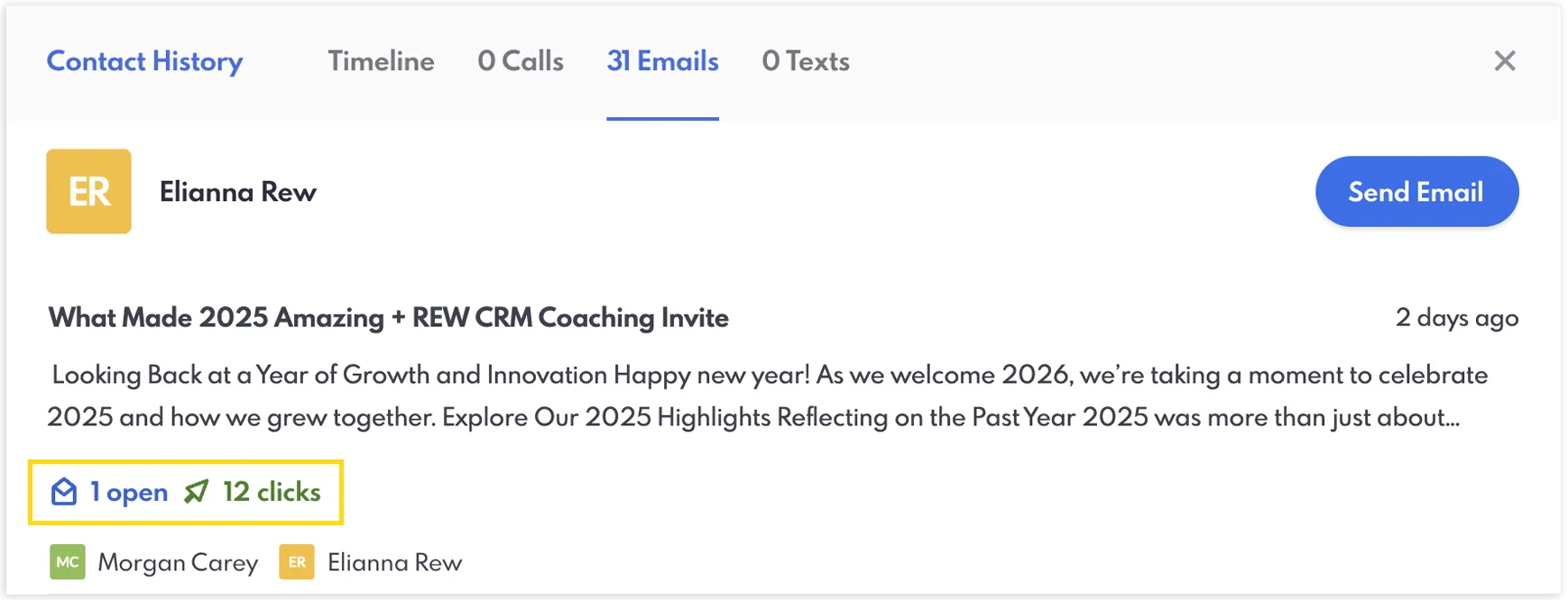 Abre e clica em um e-mail individual.