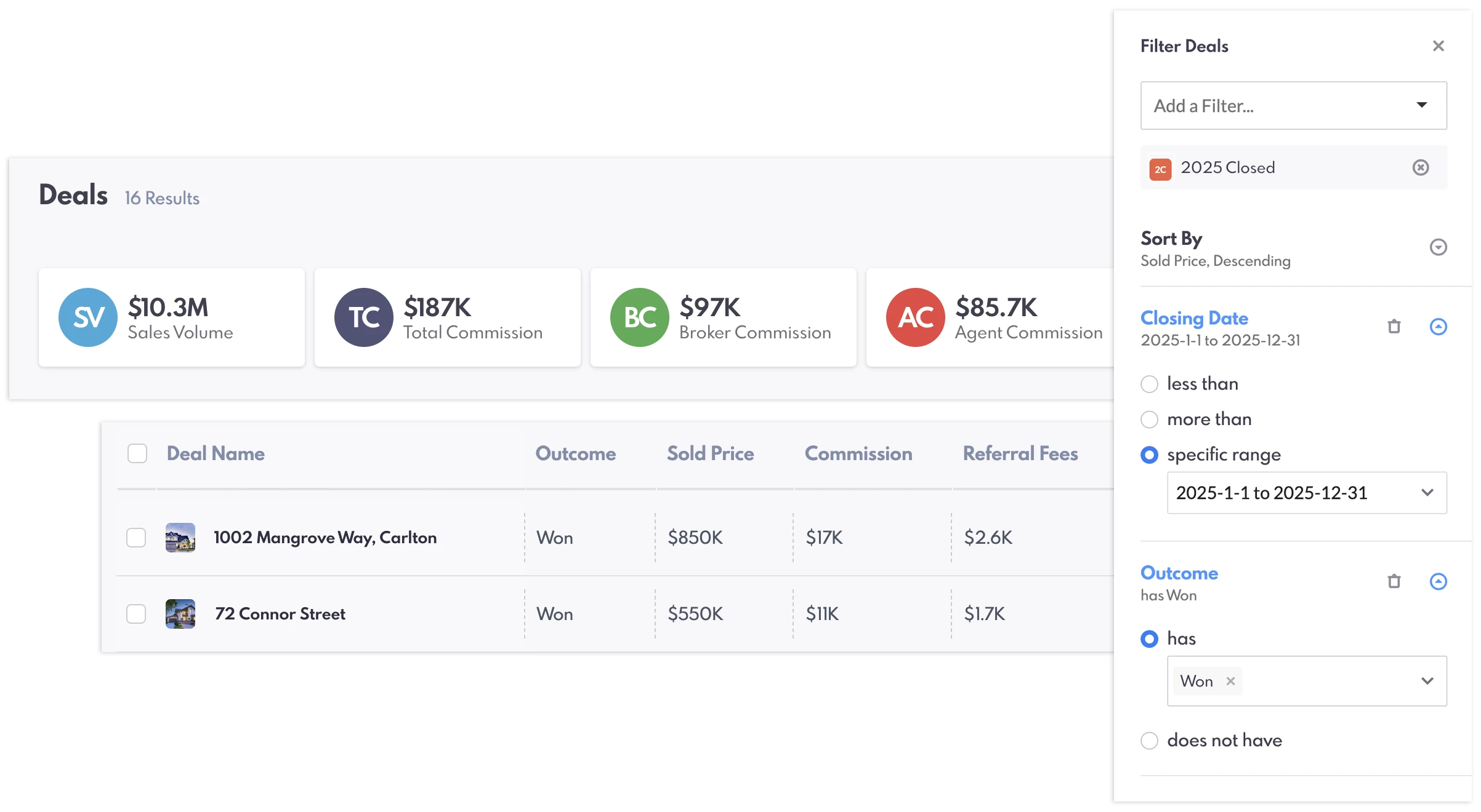 Smart Lists and Views on REW Deals.