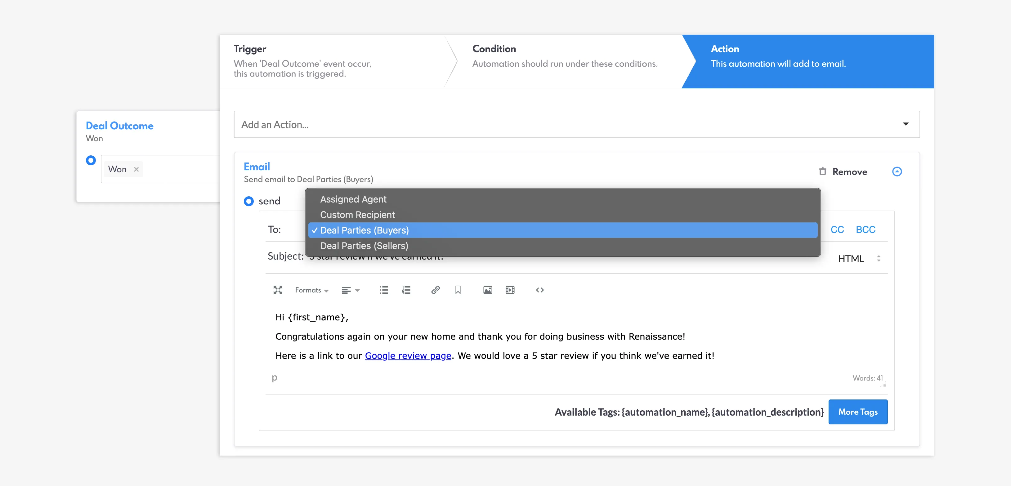 Automações do REW CRM