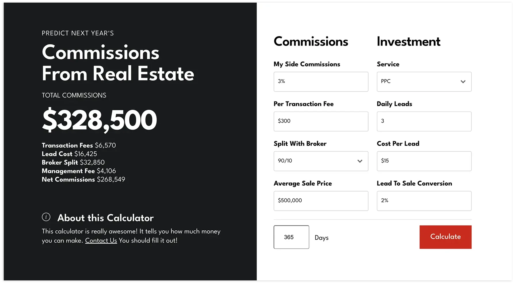 PPC income calculator