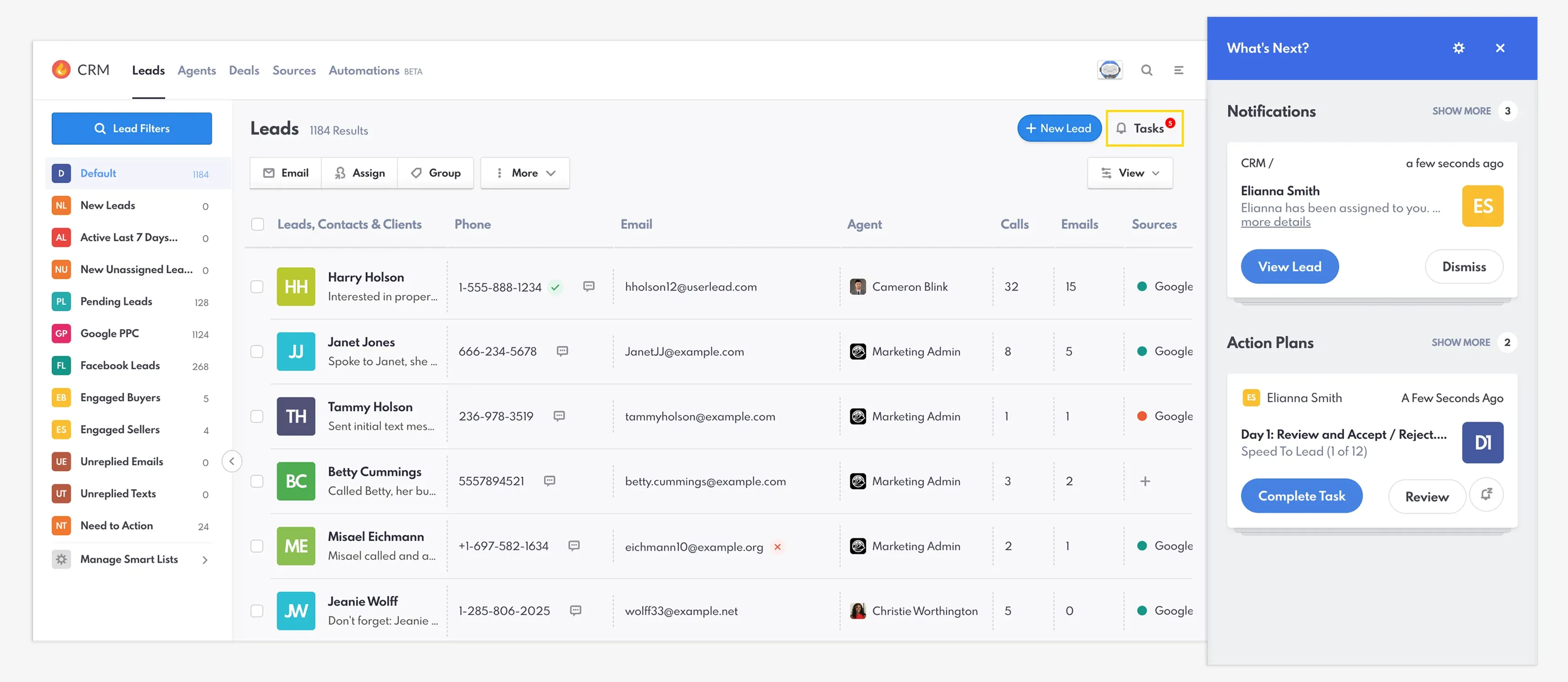 Updated REW CRM Notifications Center.