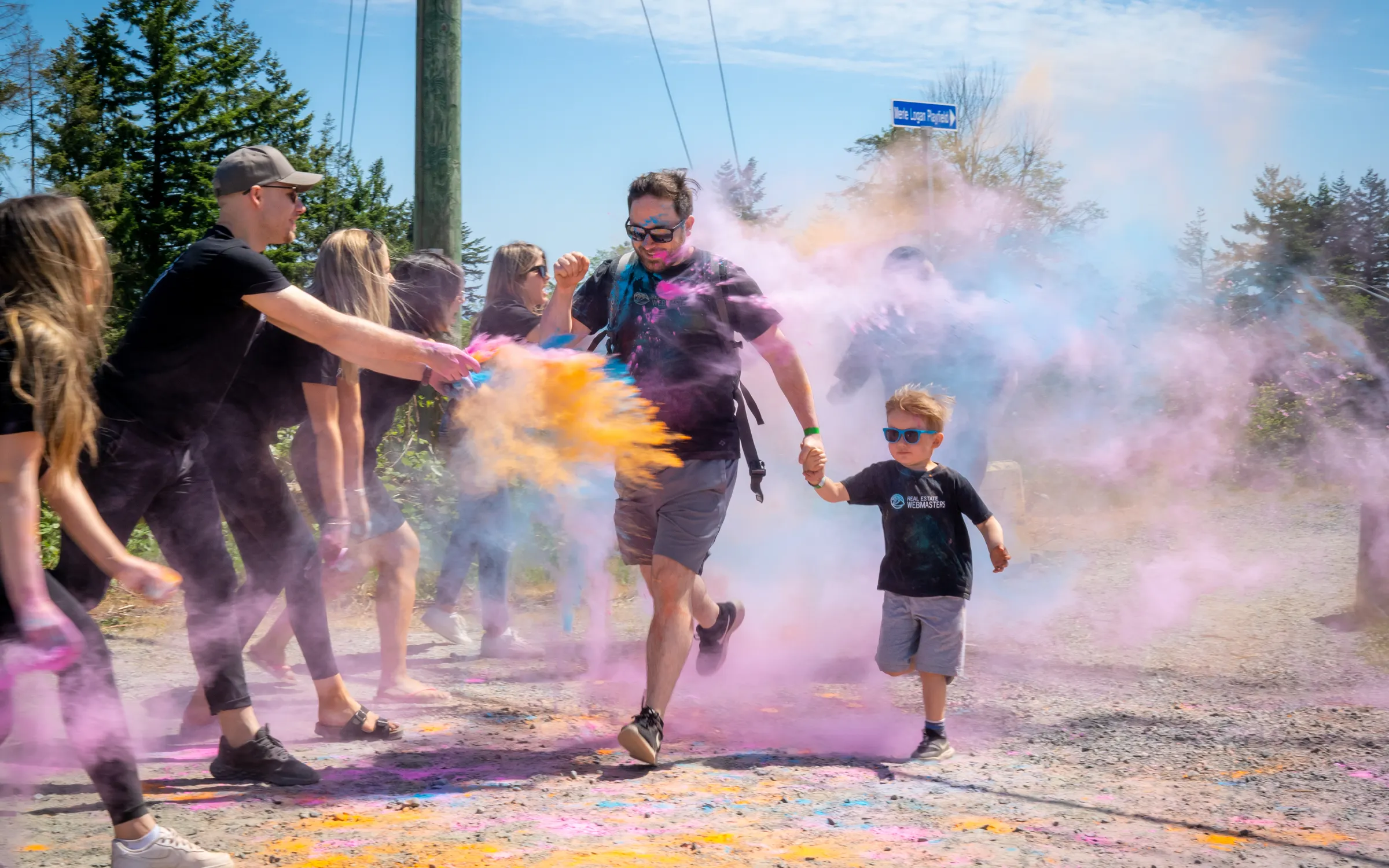 Matt Hutchings and his son at Colours for Kids charity run in Nanaimo