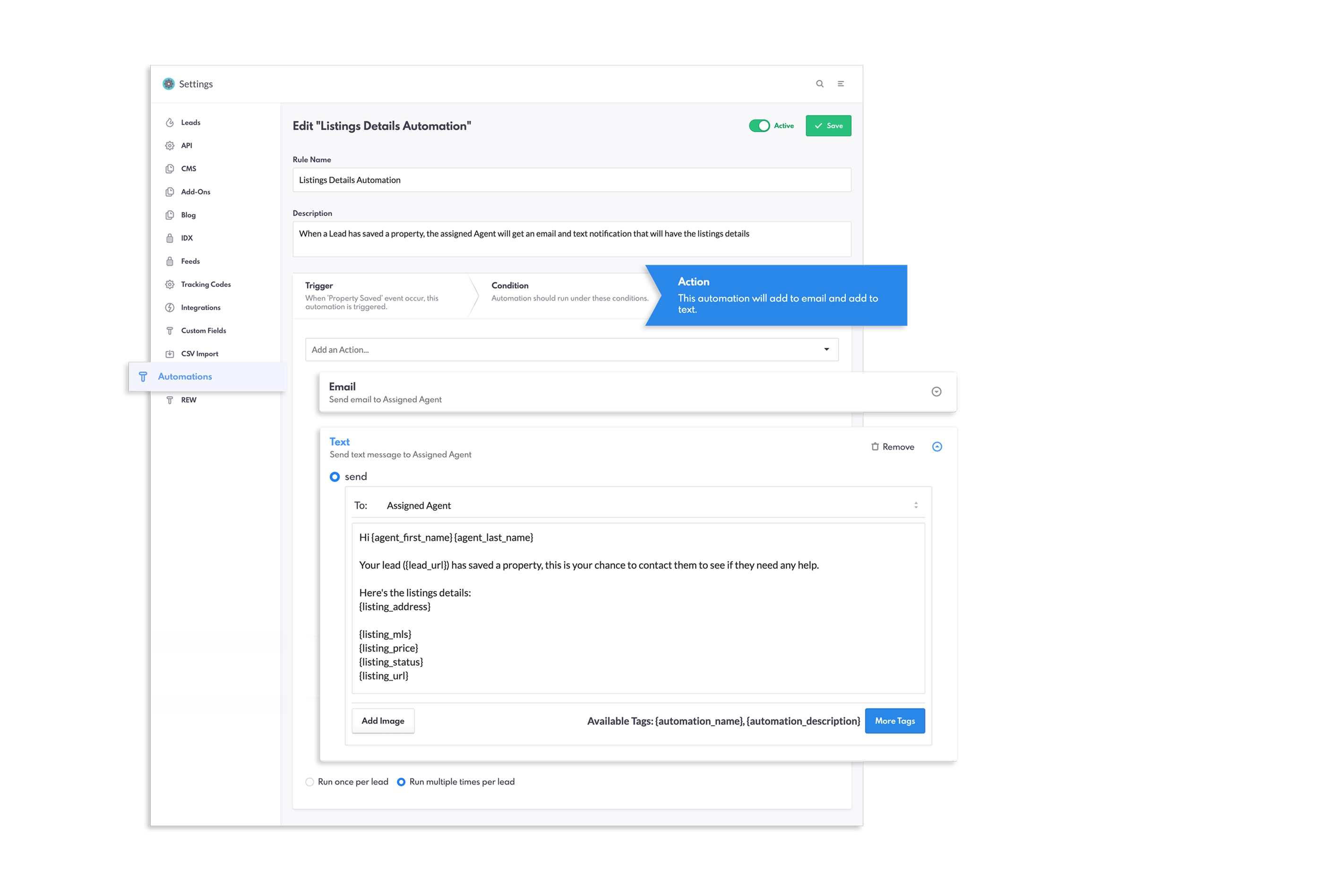 Automation Action in REW CRM