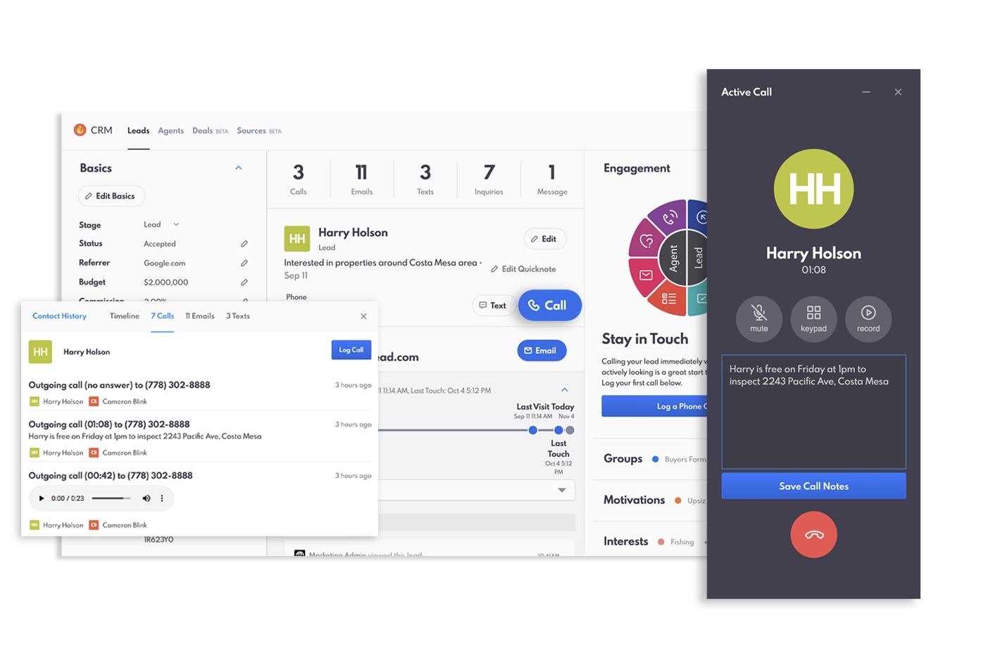 REW Dialer feature in REW CRM