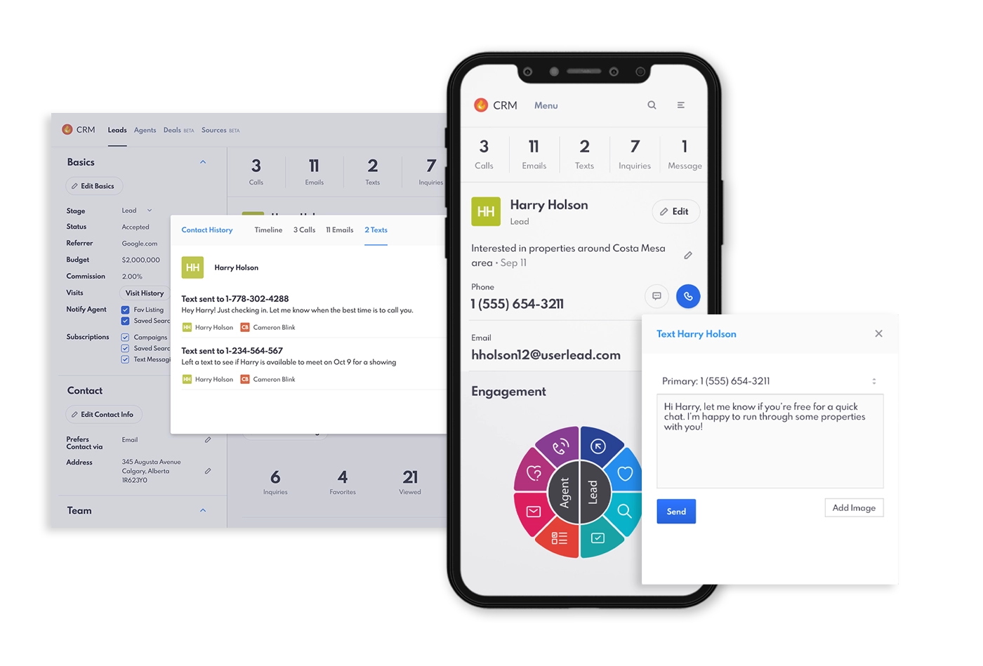 REW Text feature in REW CRM