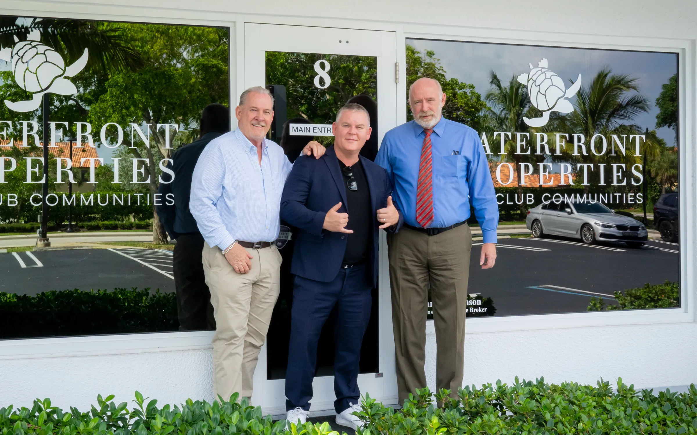 Morgan Carey at Waterfront Properties Office with Rob Thomson and David Abernathy
