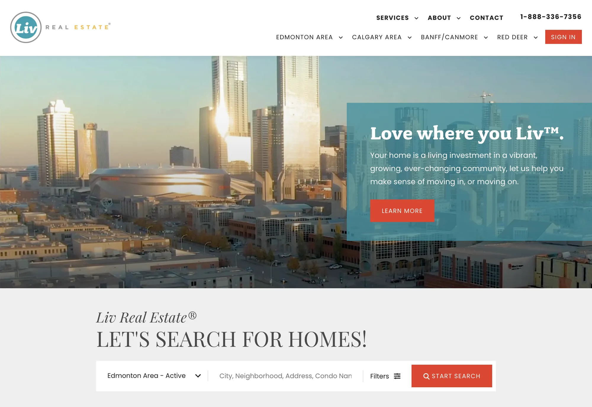 Liv Real Estate Edmonton home page