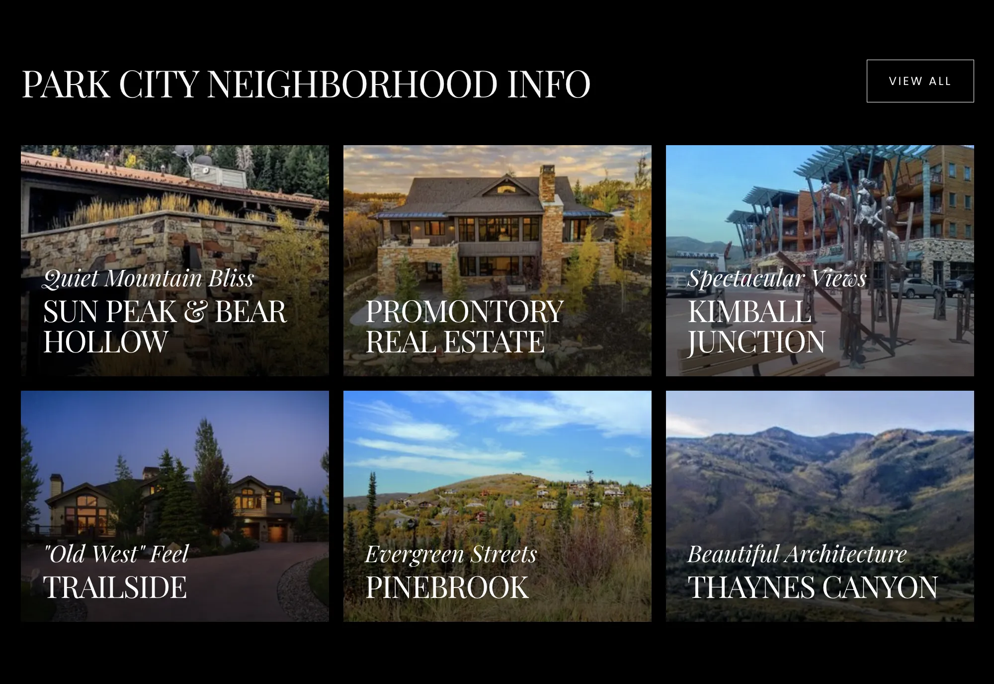 Real Estate in Park City Neighbourhood Info
