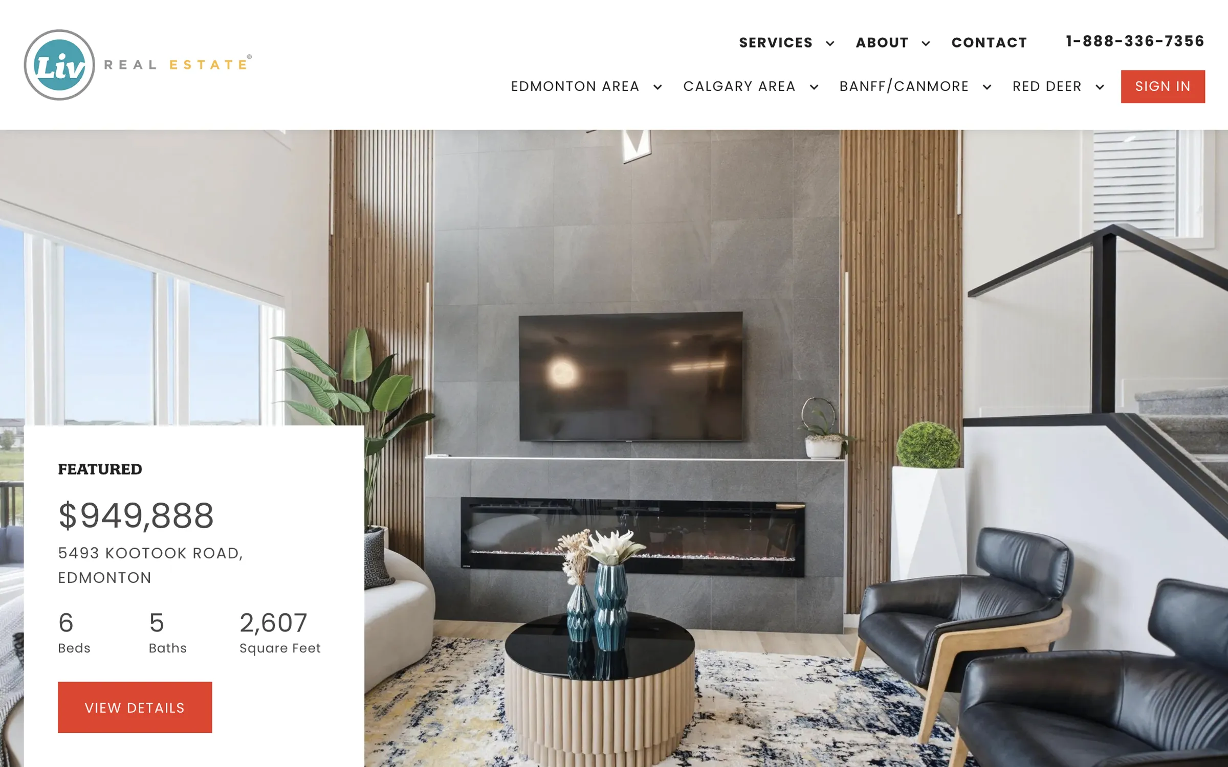 Liv Real Estate Featured Listing on homepage