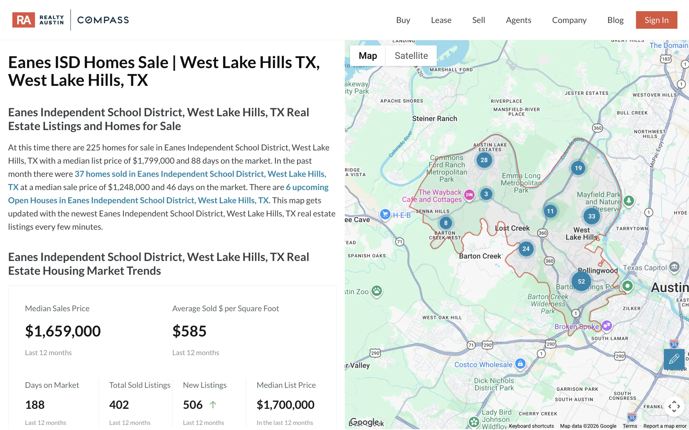 Realty Austin - Custom IDX polygon with school district stats