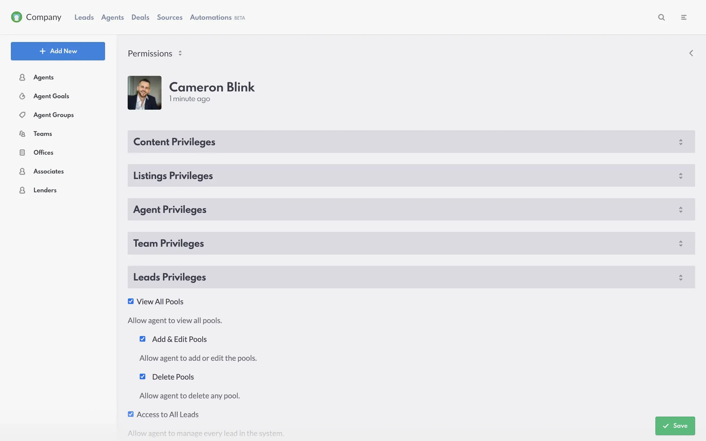 REW CRM Agent Permissions