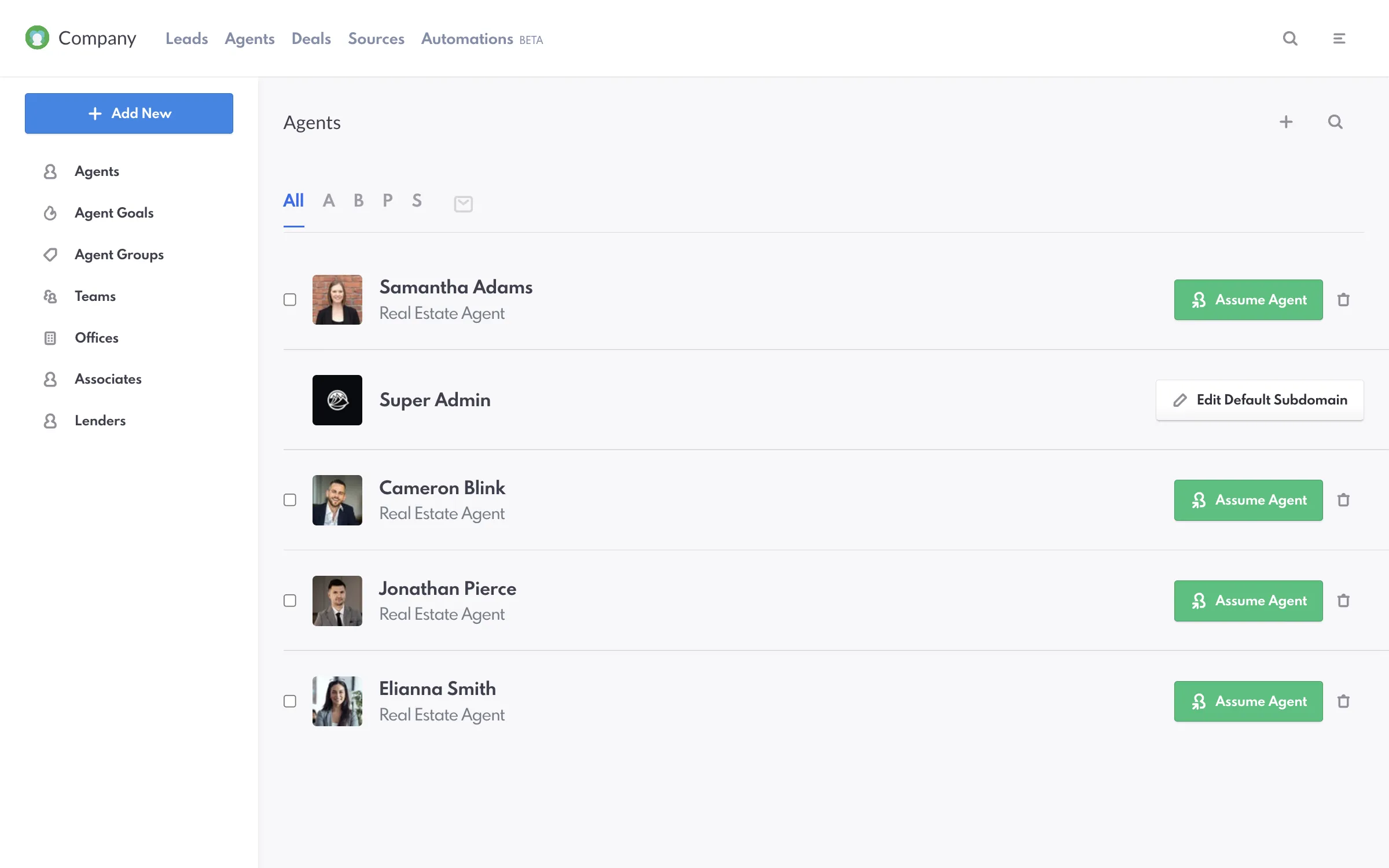 REW CRM Company page