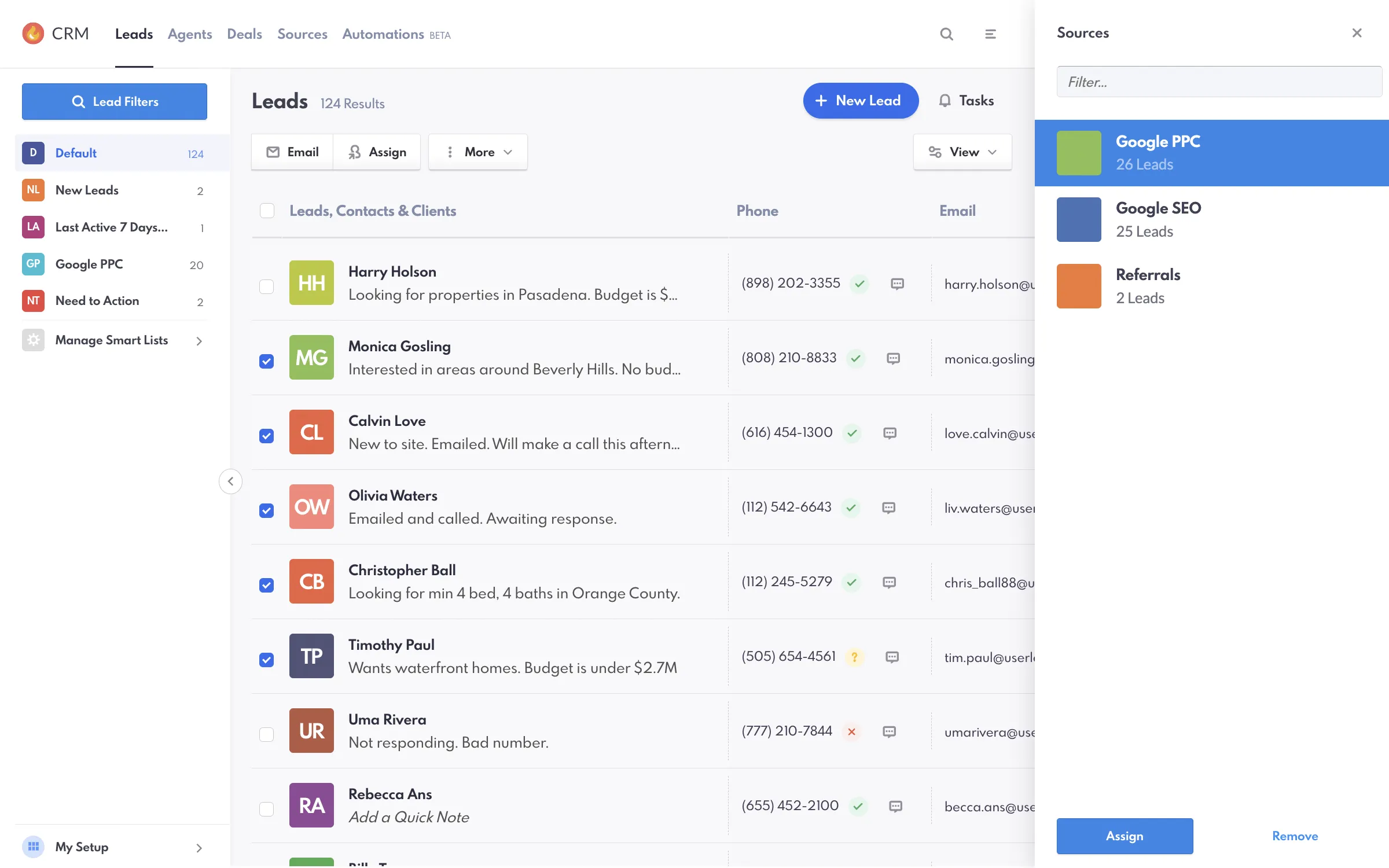 Assign Leads to Sources in the REW CRM