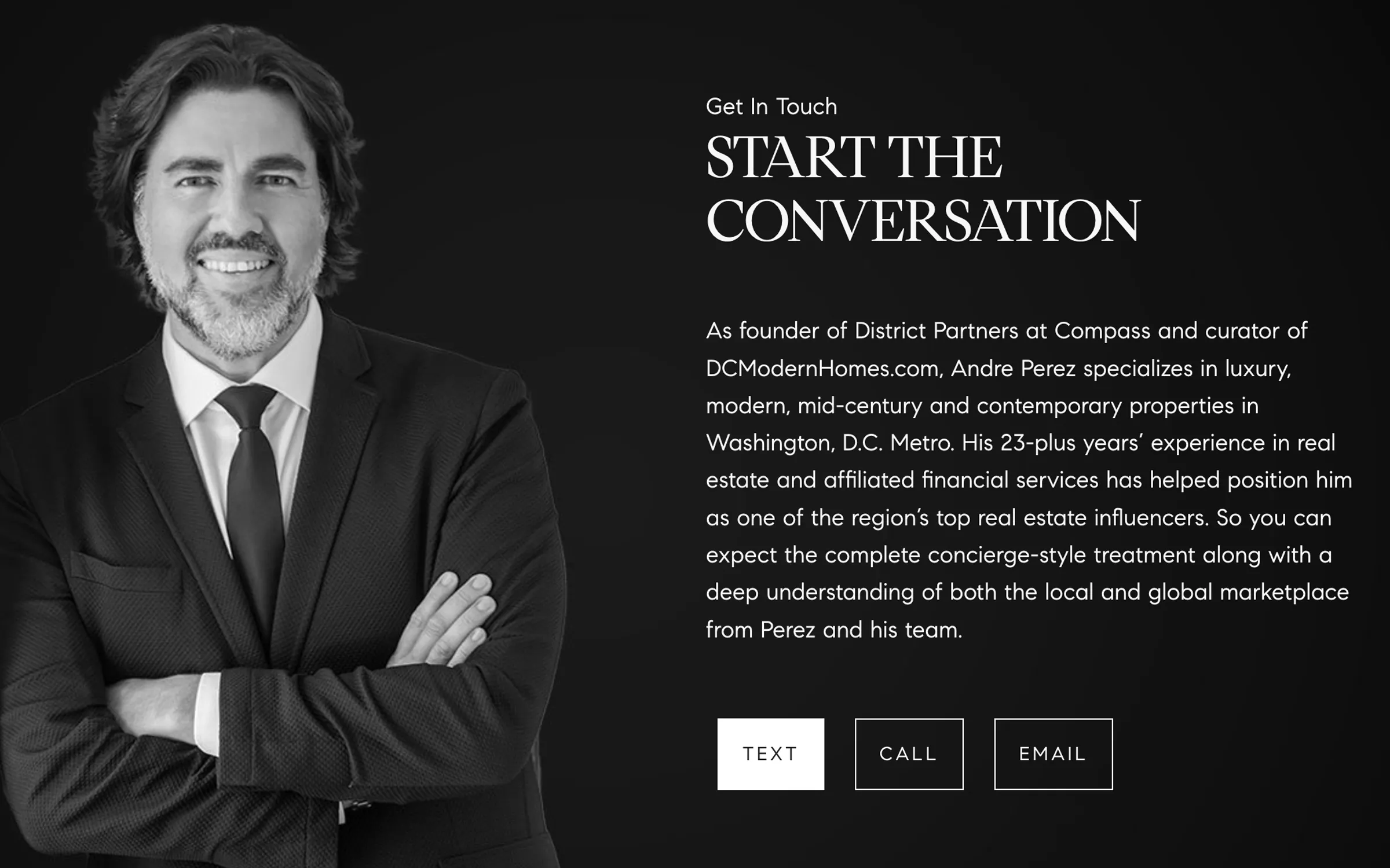 Andre Perez - DC Modern Homes Contact CTA