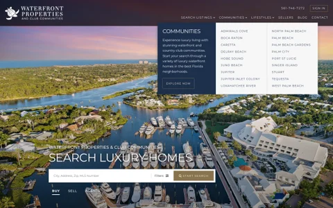 Waterfront Properties Homepage Screenshot